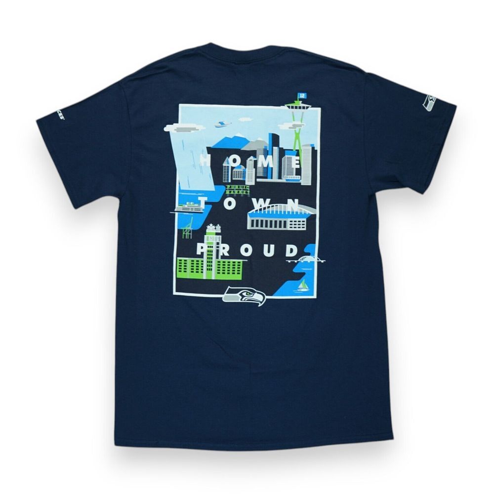 NWOT Gildan We Are Seattle, Home Town Proud, Men's T-Shirt Size‎ Medium, Blue